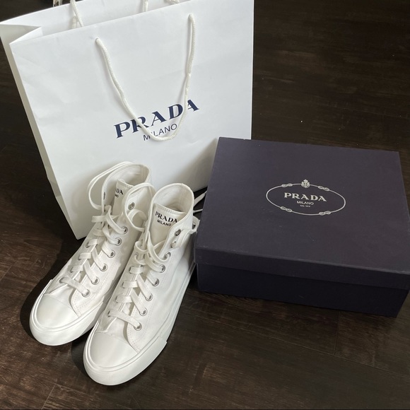 Prada Shoes - Prada white sneakers